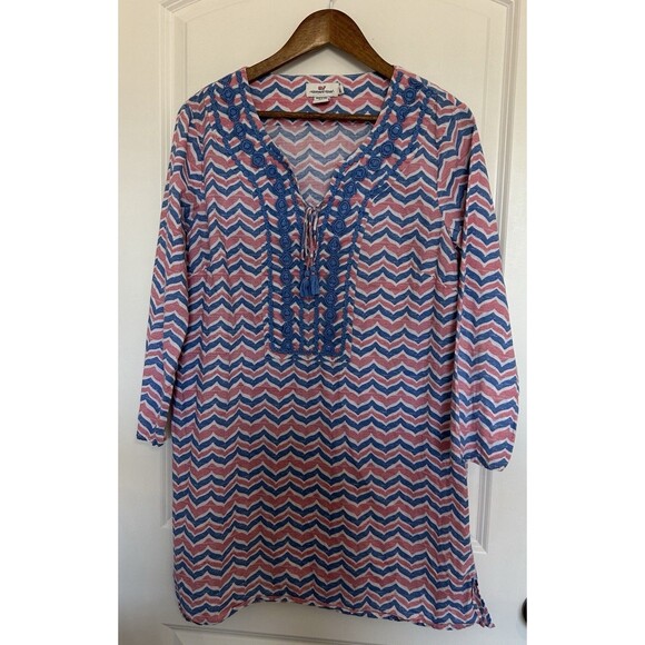 Vineyard Vines Other - Vineyard Vines Cover Up Large Tunic Dress Embroidered Long Sleeve Cruise Resort